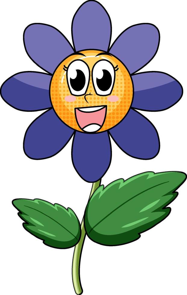 A flower cartoon character on white background vector
