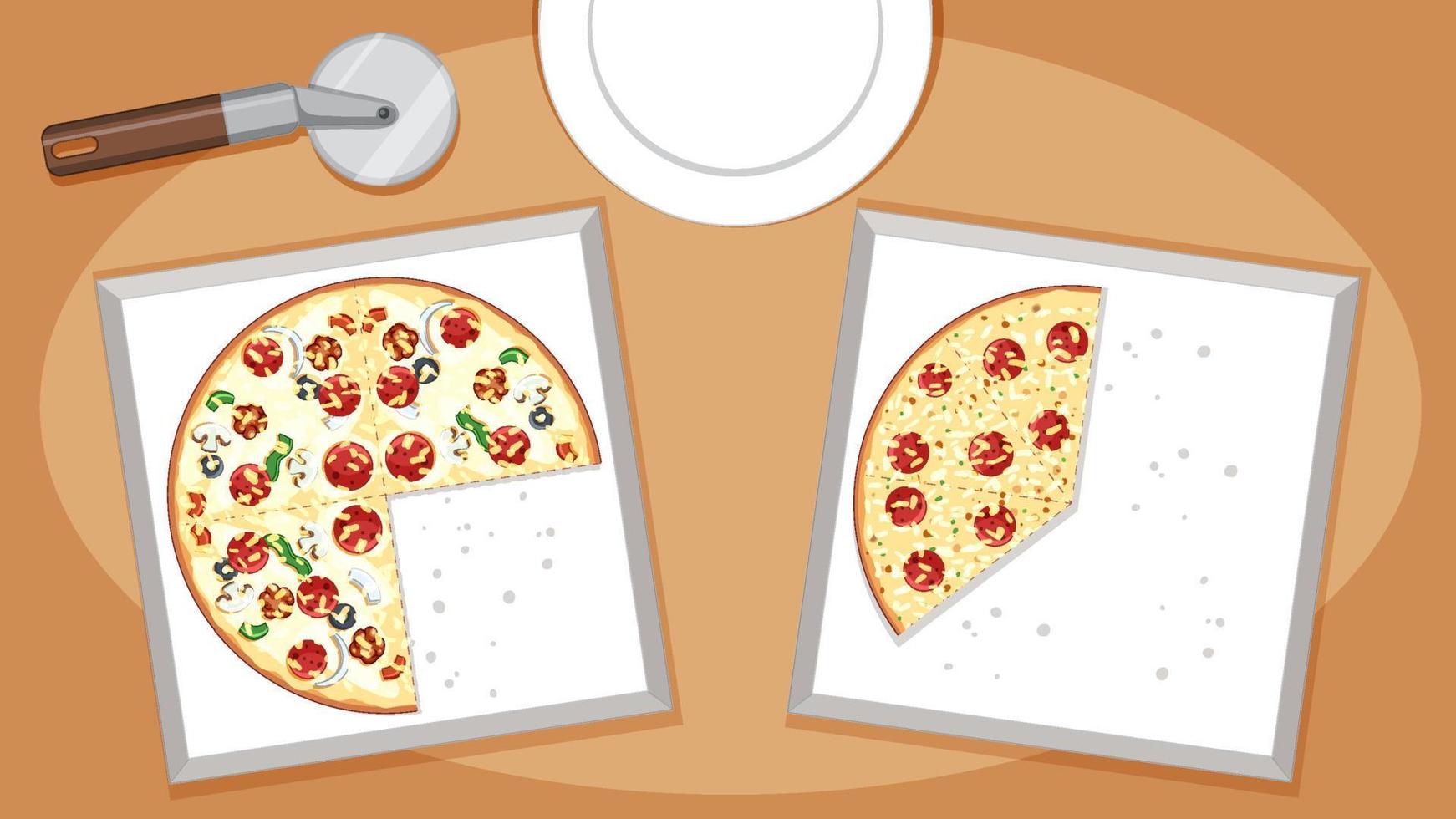 Top view of cheeze pizza on white background vector