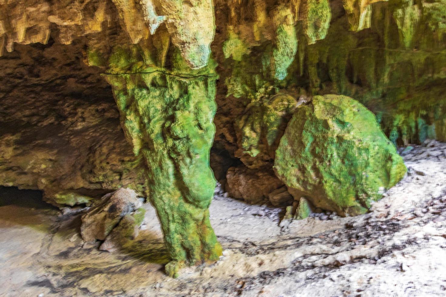 Amazing blue turquoise water and limestone cave sinkhole cenote Mexico. photo