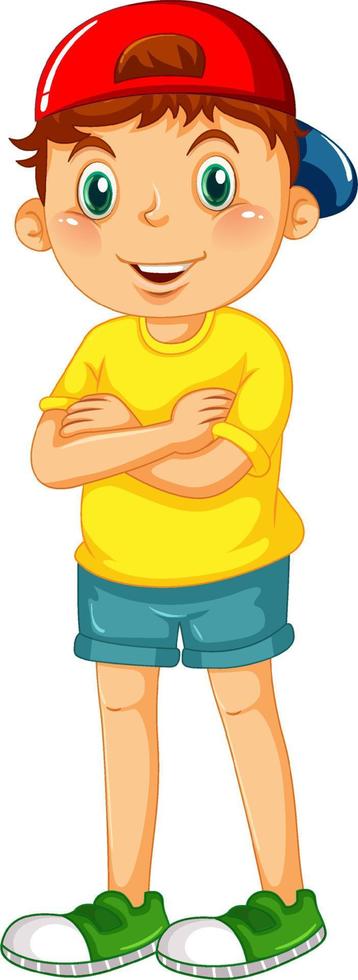 Cute boy cartoon character on white background vector