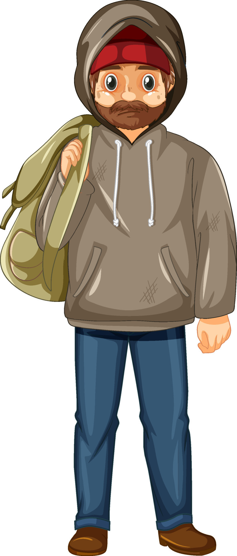Homeless man cartoon character 7205479 Vector Art at Vecteezy