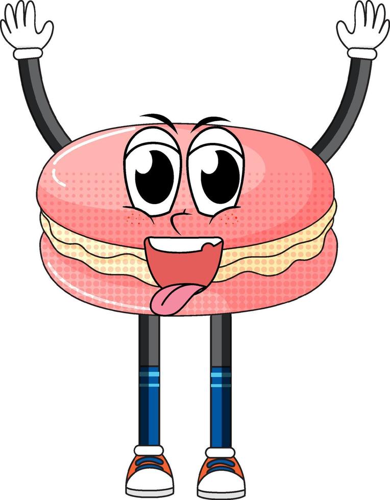 Pink macaron with arms and legs vector