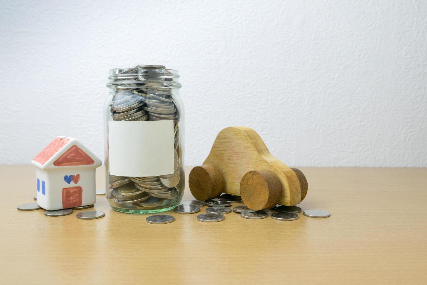 money saving in the glass bottle for money concept photo