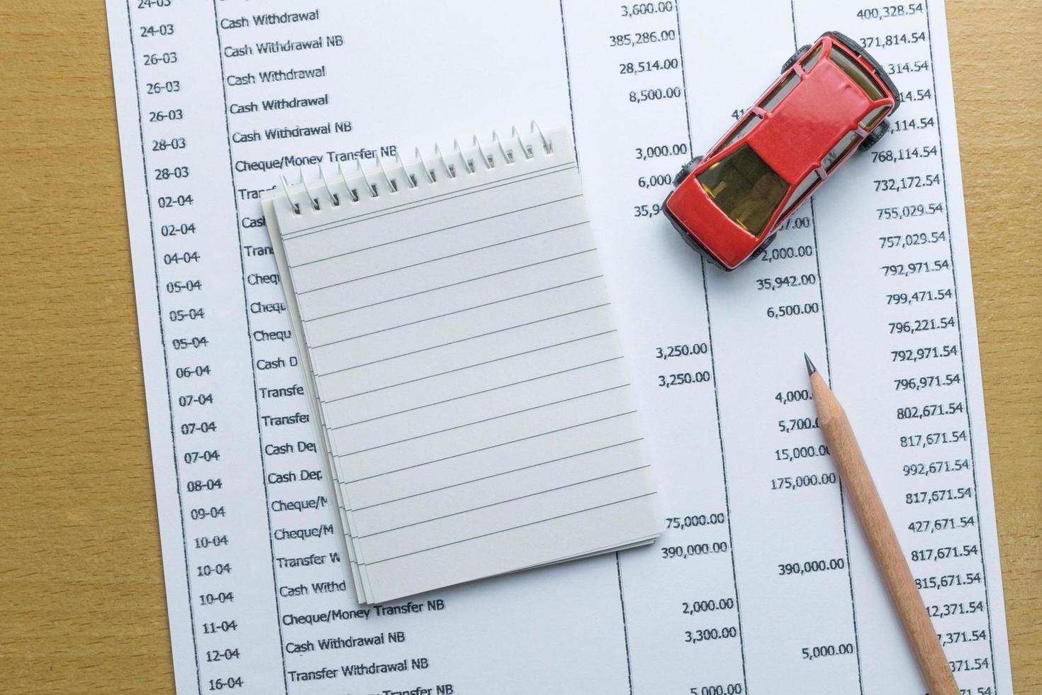 Man planning monthly budget, Finance about car concept photo