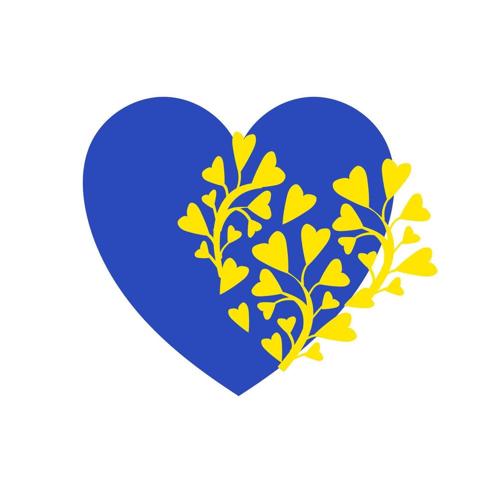 símbolo de corazón estilizado color azul y amarillo la bandera ucraniana vector