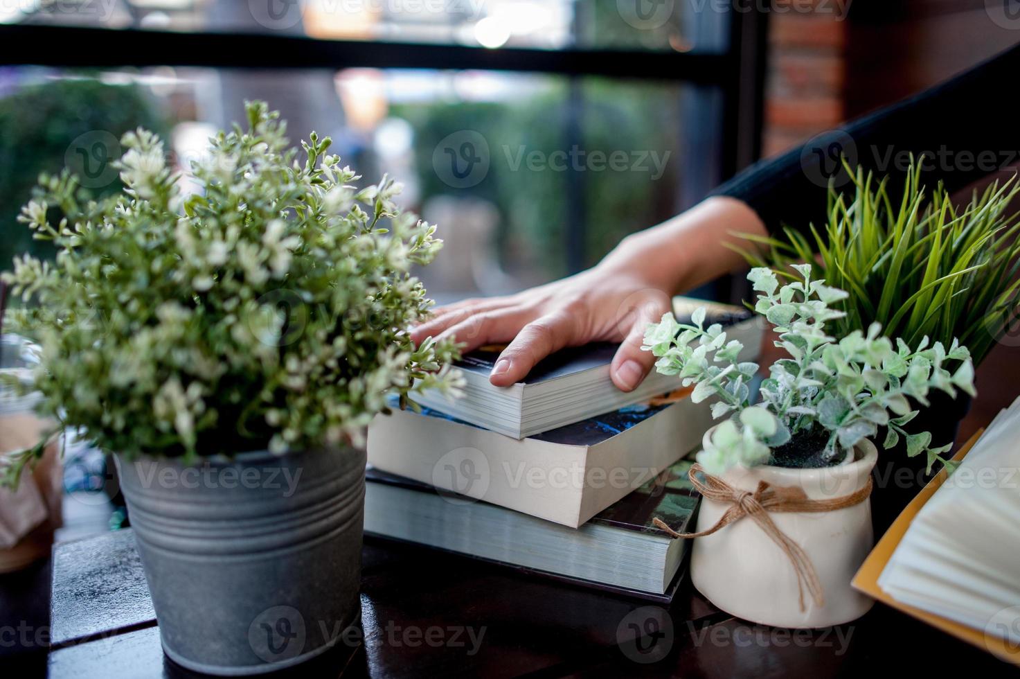 Working desk with book, reading corner and working corner photo