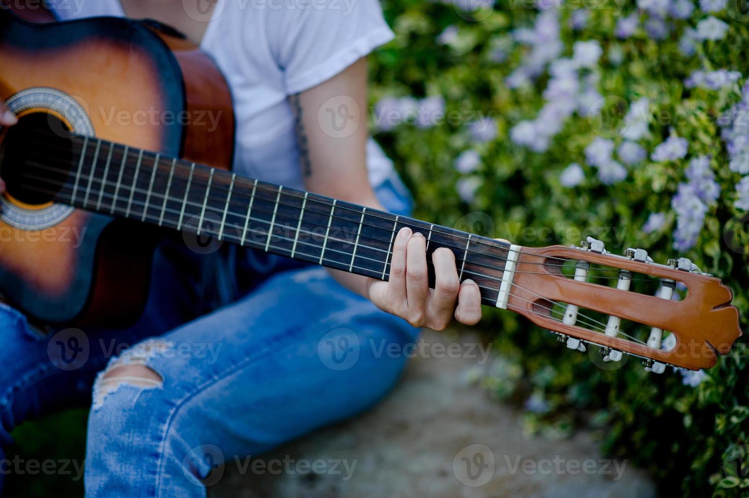 Classical guitarists and musicians playing happily. Music Concepts photo