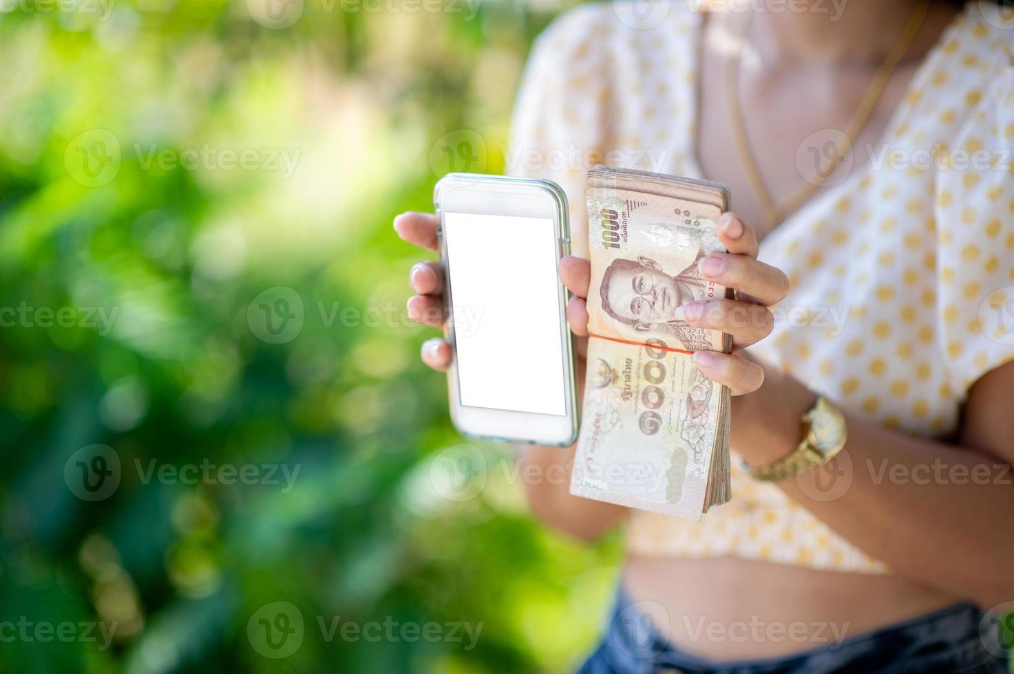Close-up photos and bank cards used for business and currency exchange purchases. Hand and money concept