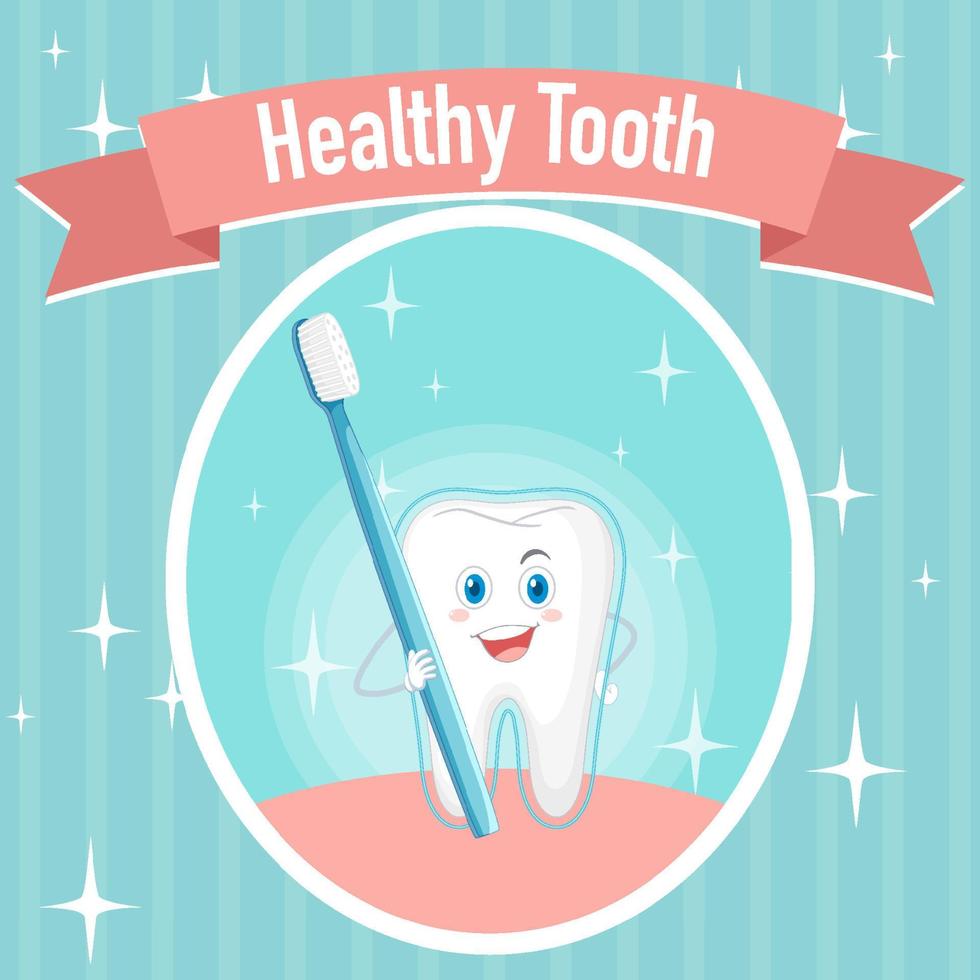 dental saludable un cartel de dientes grandes con cepillo de dientes vector