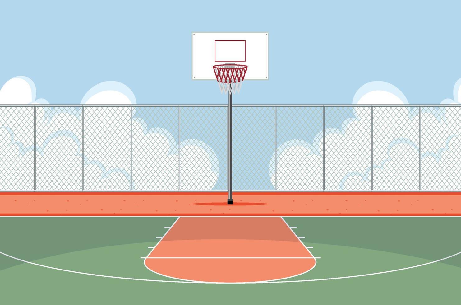 Empty basketball court scene vector