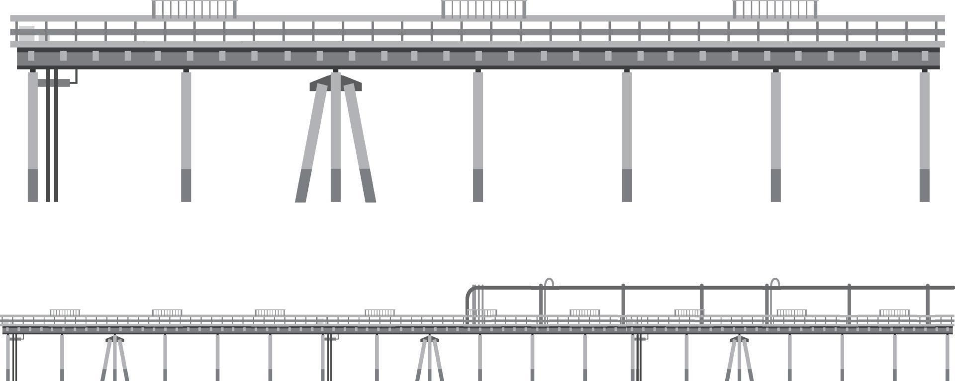 conjunto de muelle y puente sobre fondo blanco vector