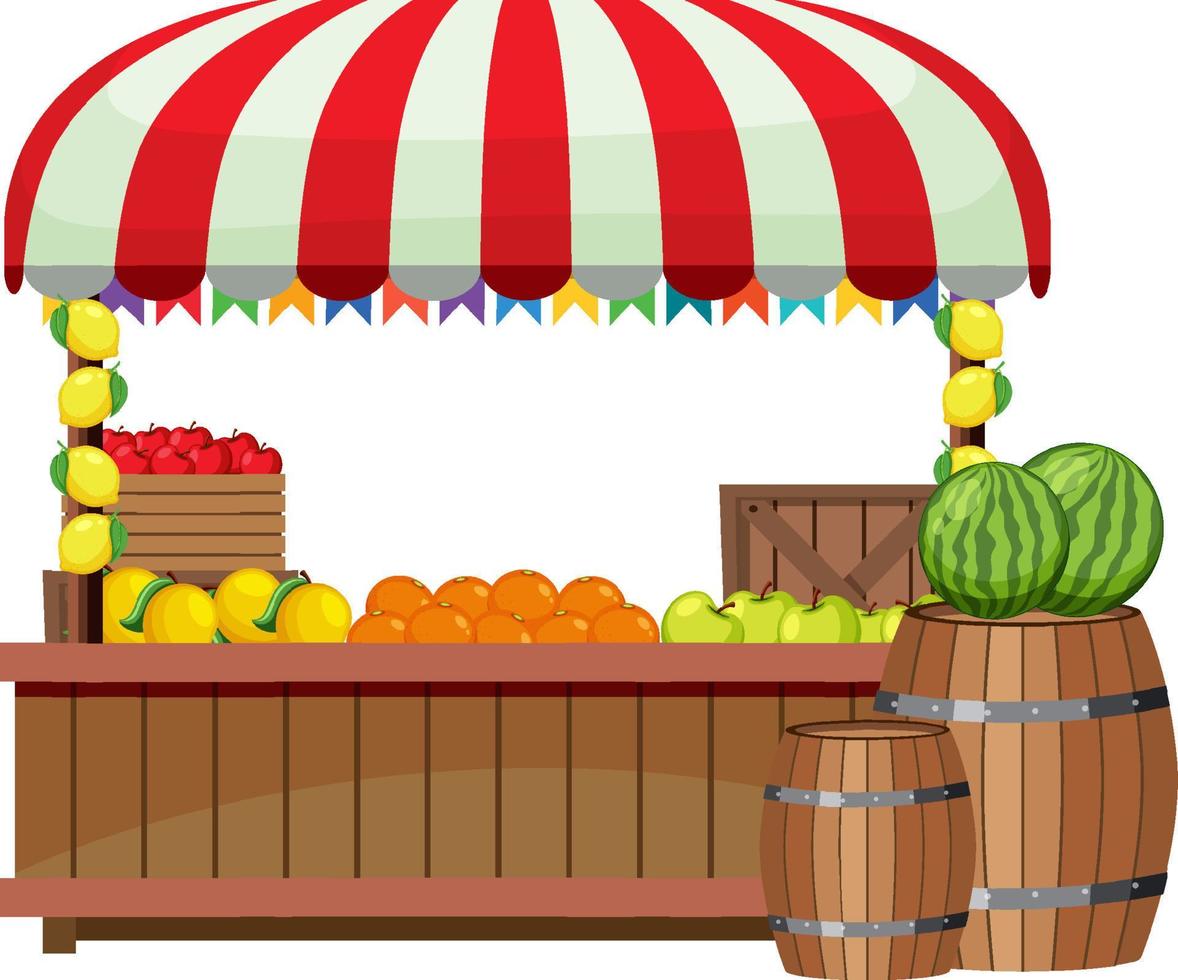 concepto de mercado de pulgas con tienda de frutas vector