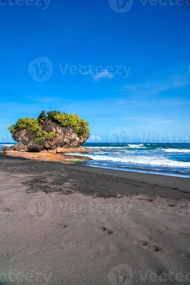 Landscape view of the Batu Hiu beach tourist area, Pangandaran - Indonesia photo