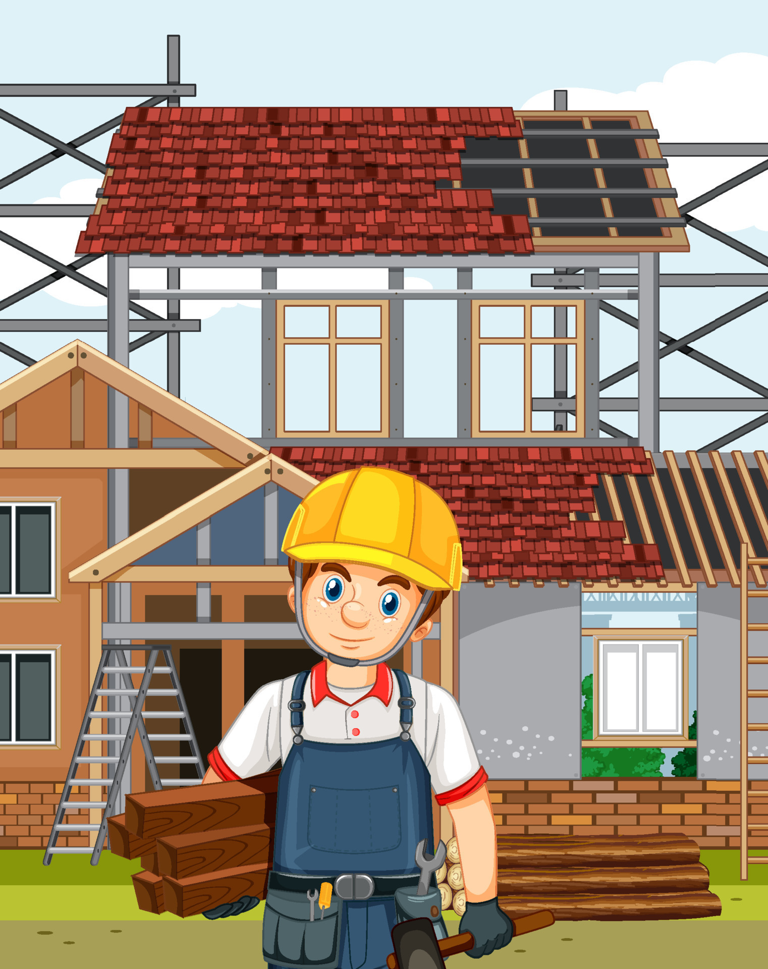 Cartoon scene of building construction site 7206570 Vector Art at Vecteezy Cartoon scene of building construction site 7206570 Vector Art at Vecteezy
