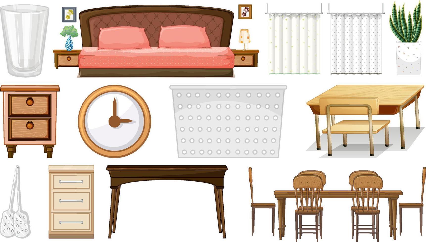 Different furnitures on white background vector