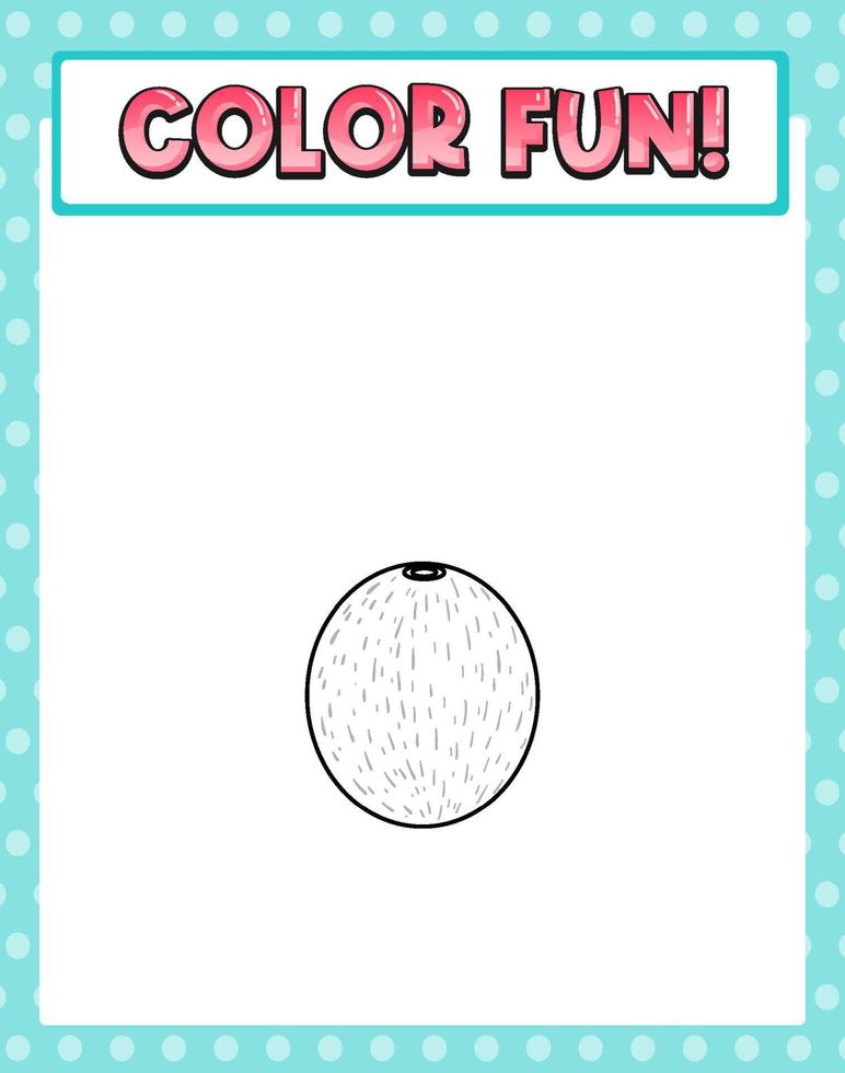 Worksheets template with color fun text and kiwi outline vector