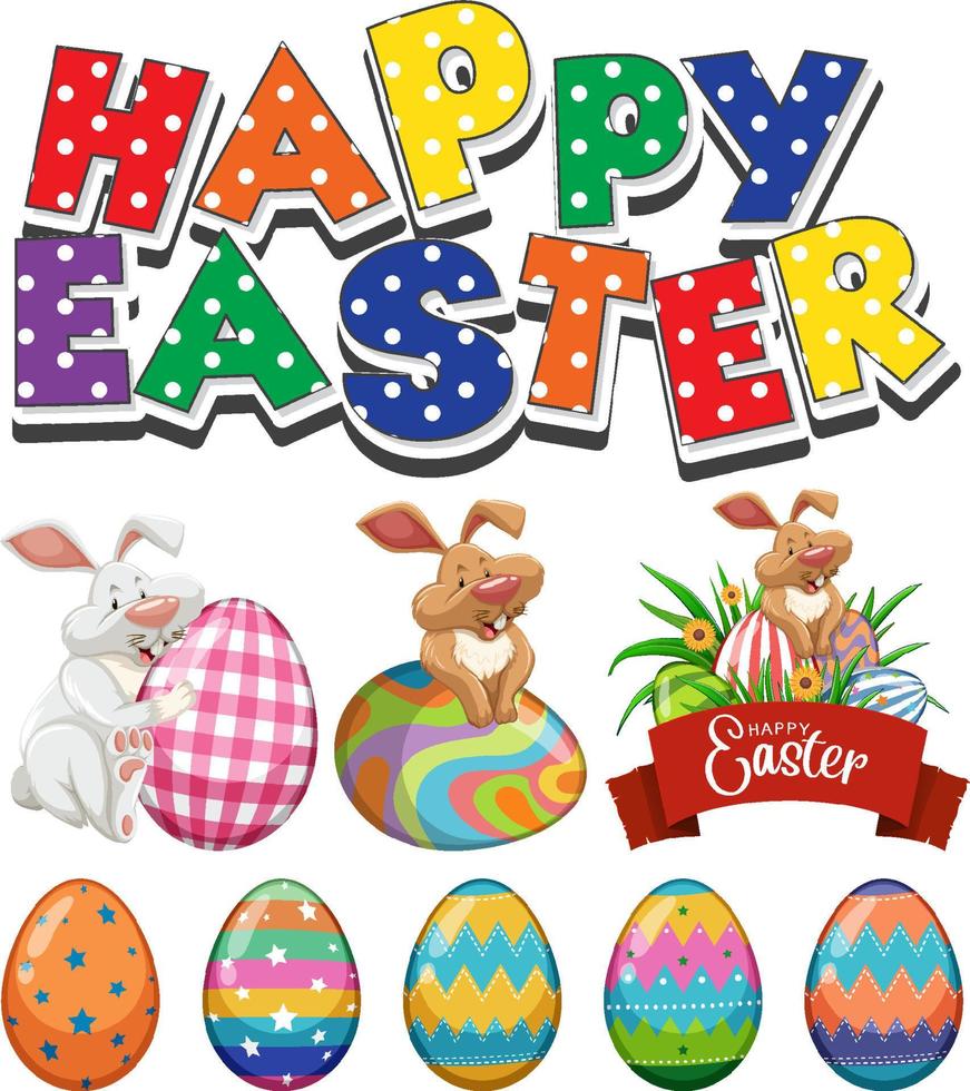 Easter theme with easter bunny and eggs vector