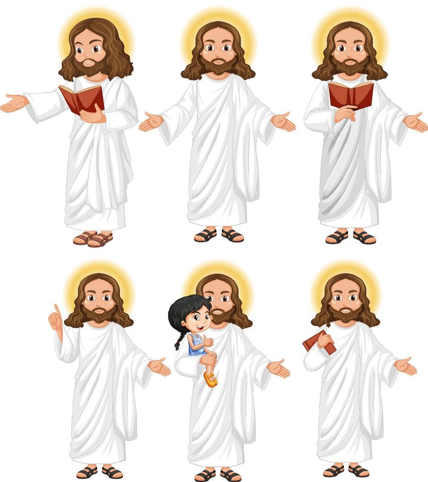Holyman with bible and girl vector