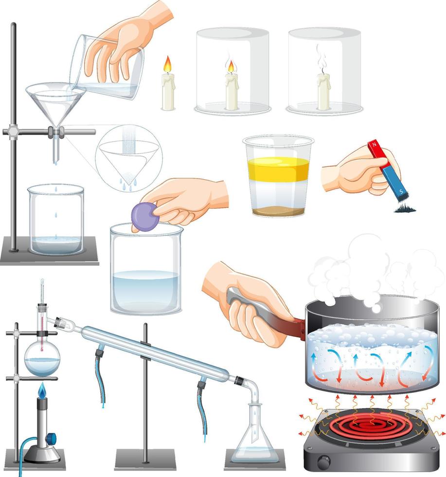 conjunto de equipos necesarios para el experimento científico vector