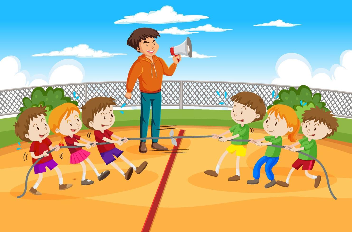 niños haciendo actividad fisica vector