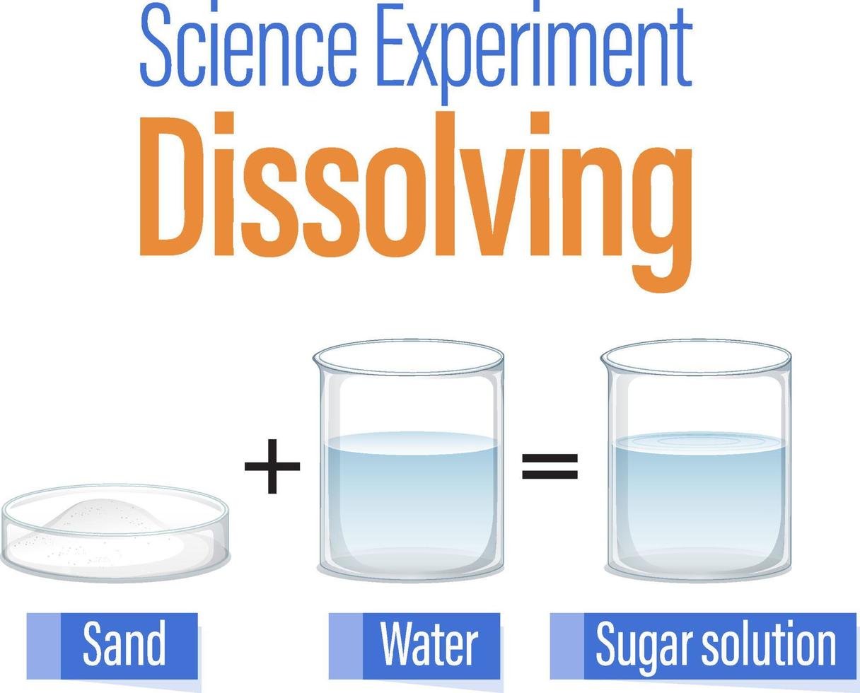 experimento científico de disolución para niños vector