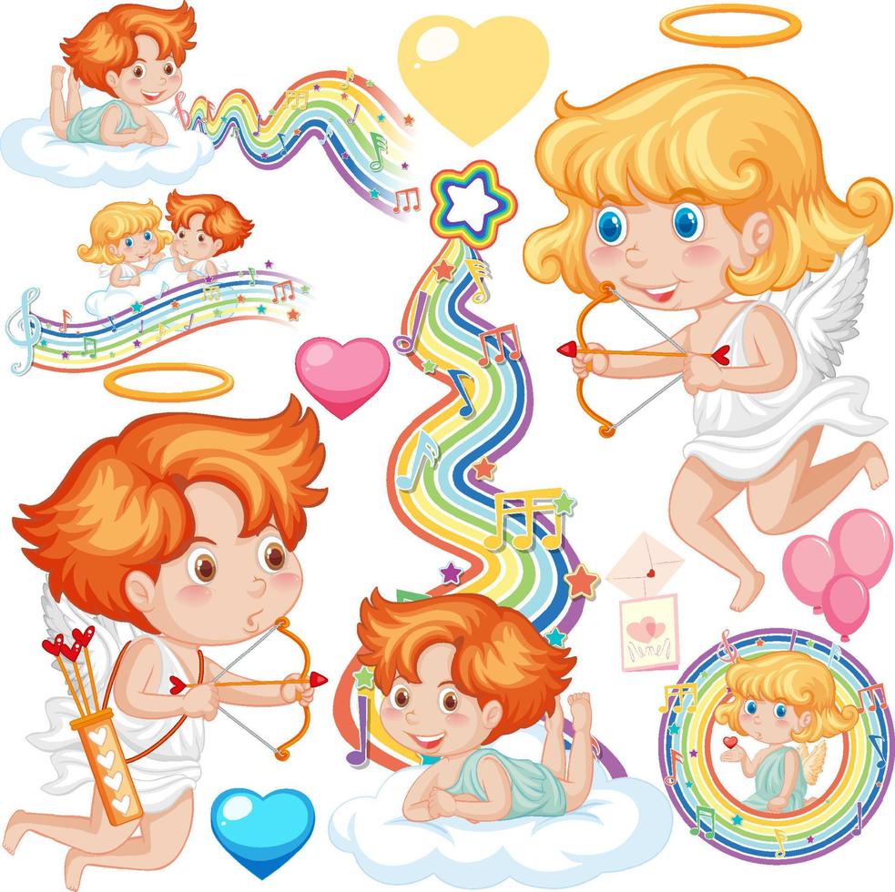 Valentine theme with cute cupids vector