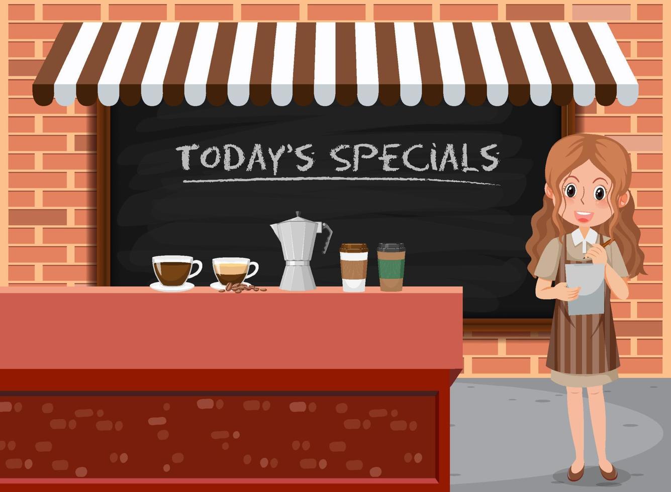 Woman working at the coffee shop vector