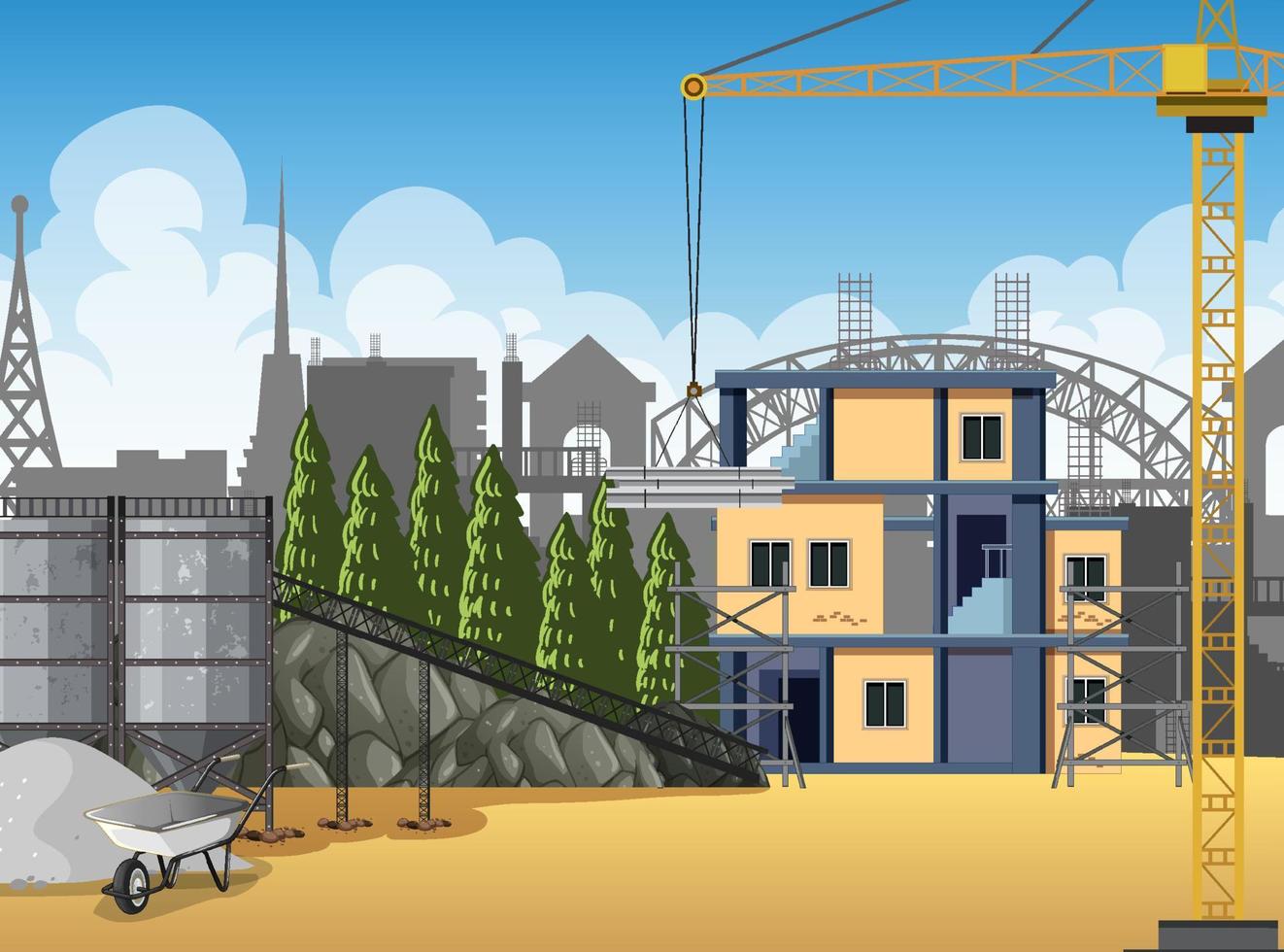 Scene of building construction site vector