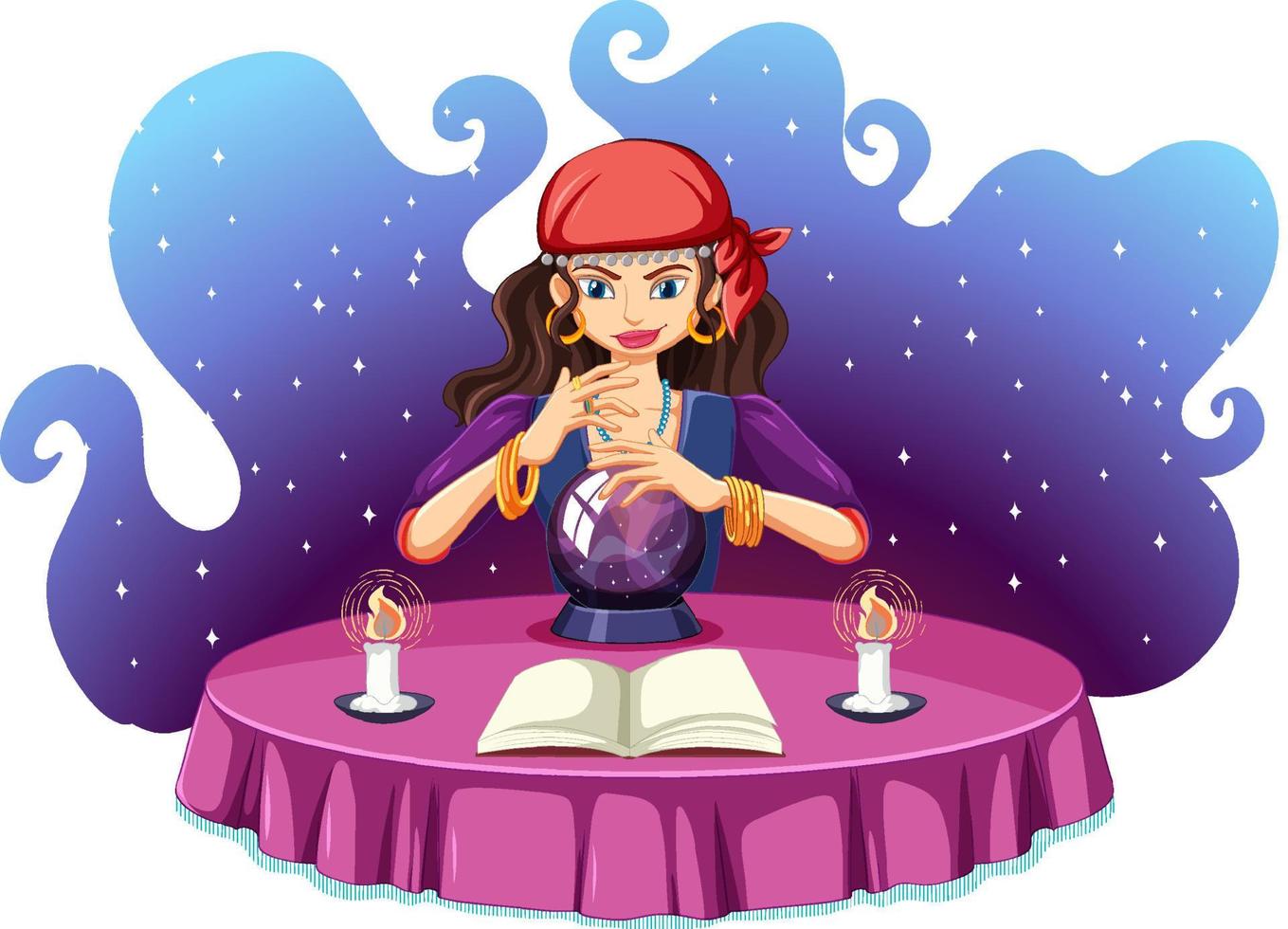 Fortune teller and crystal ball vector