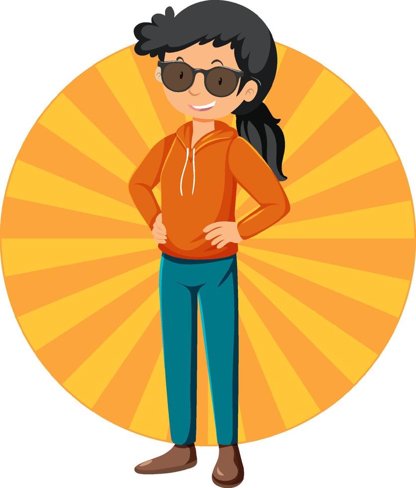 Active girl simple cartoon character vector