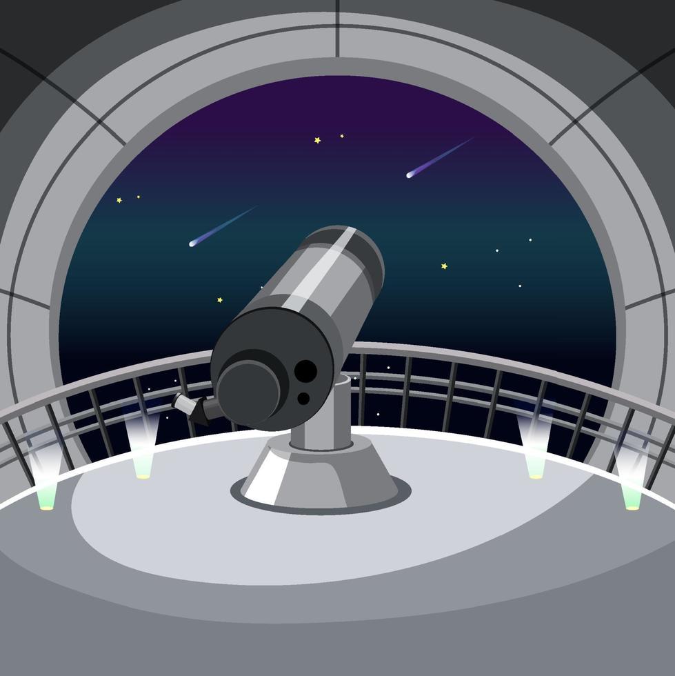 Astronomy theme with big telescope vector