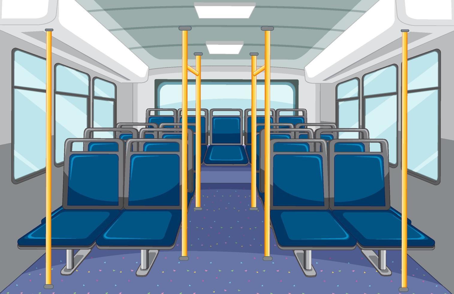Bus interior with empty blue seats vector
