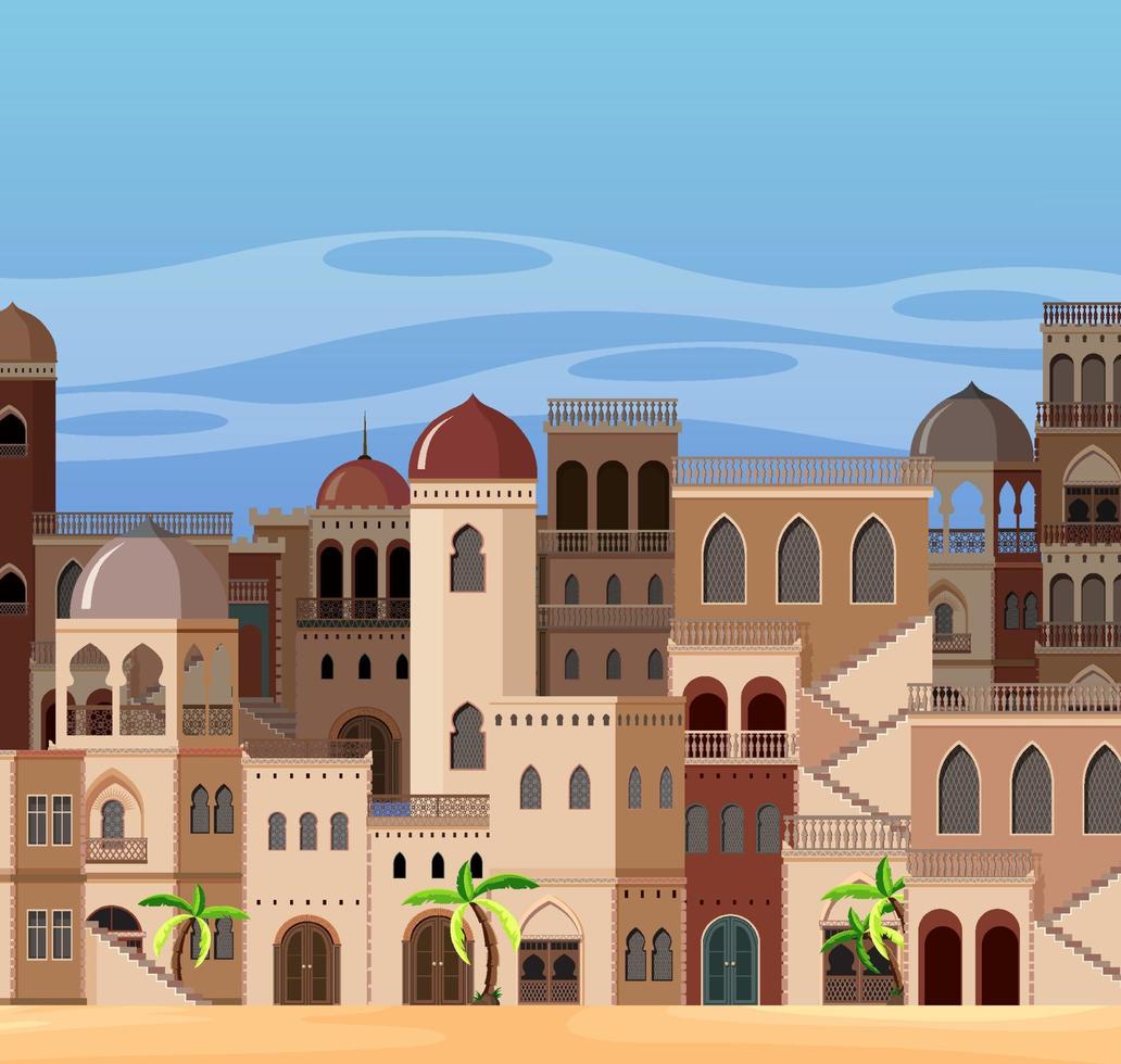 Scene with many buildings in city vector