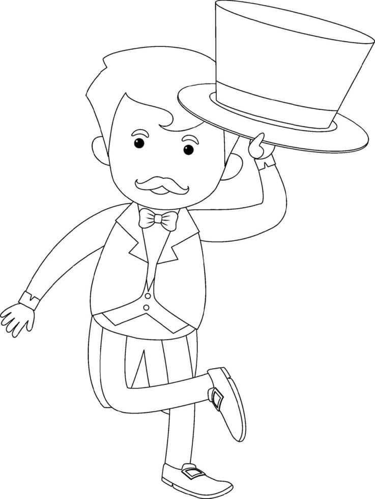 Circus black and white doodle character vector
