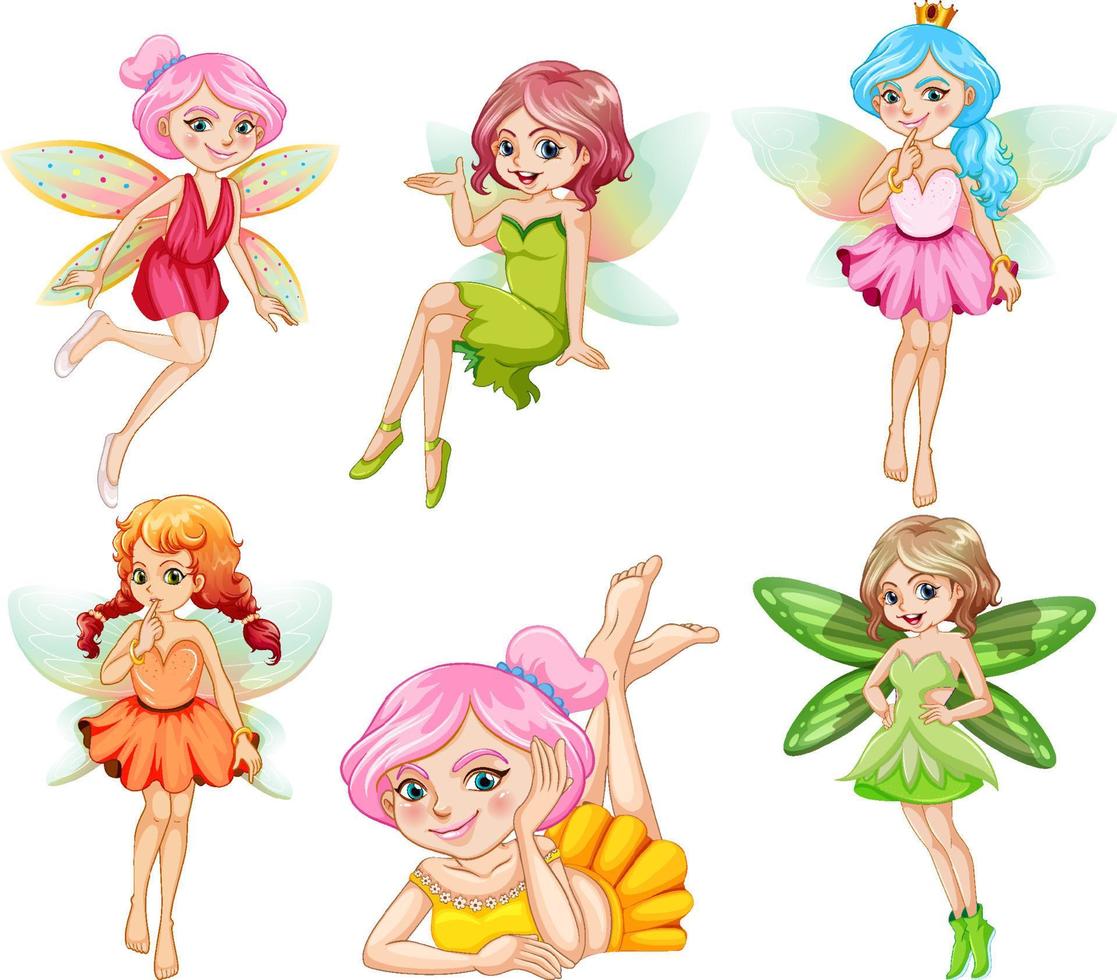 Set of different beautiful fairy girl cartoon character 7207250 ...