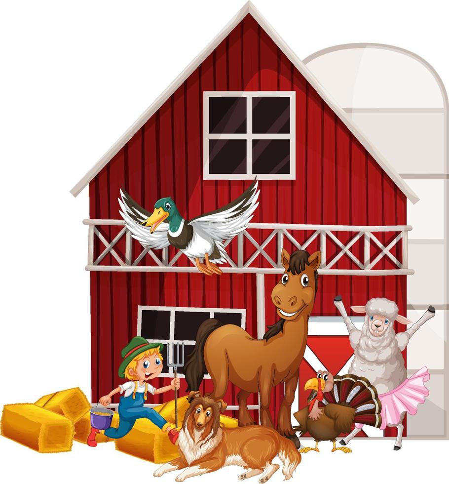 Farming theme with many animals vector