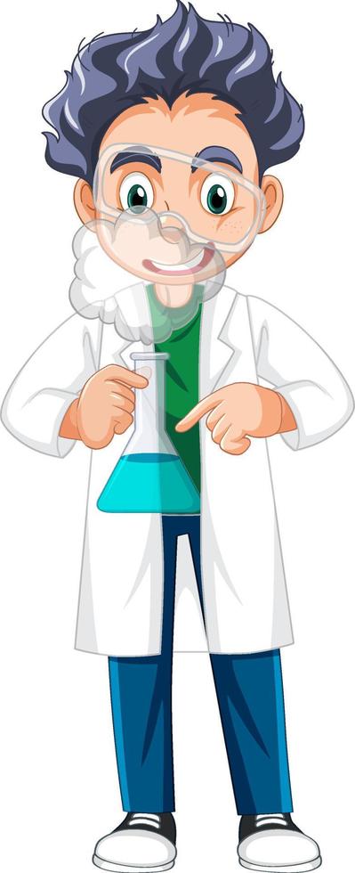 A chemist holding beaker on white background vector