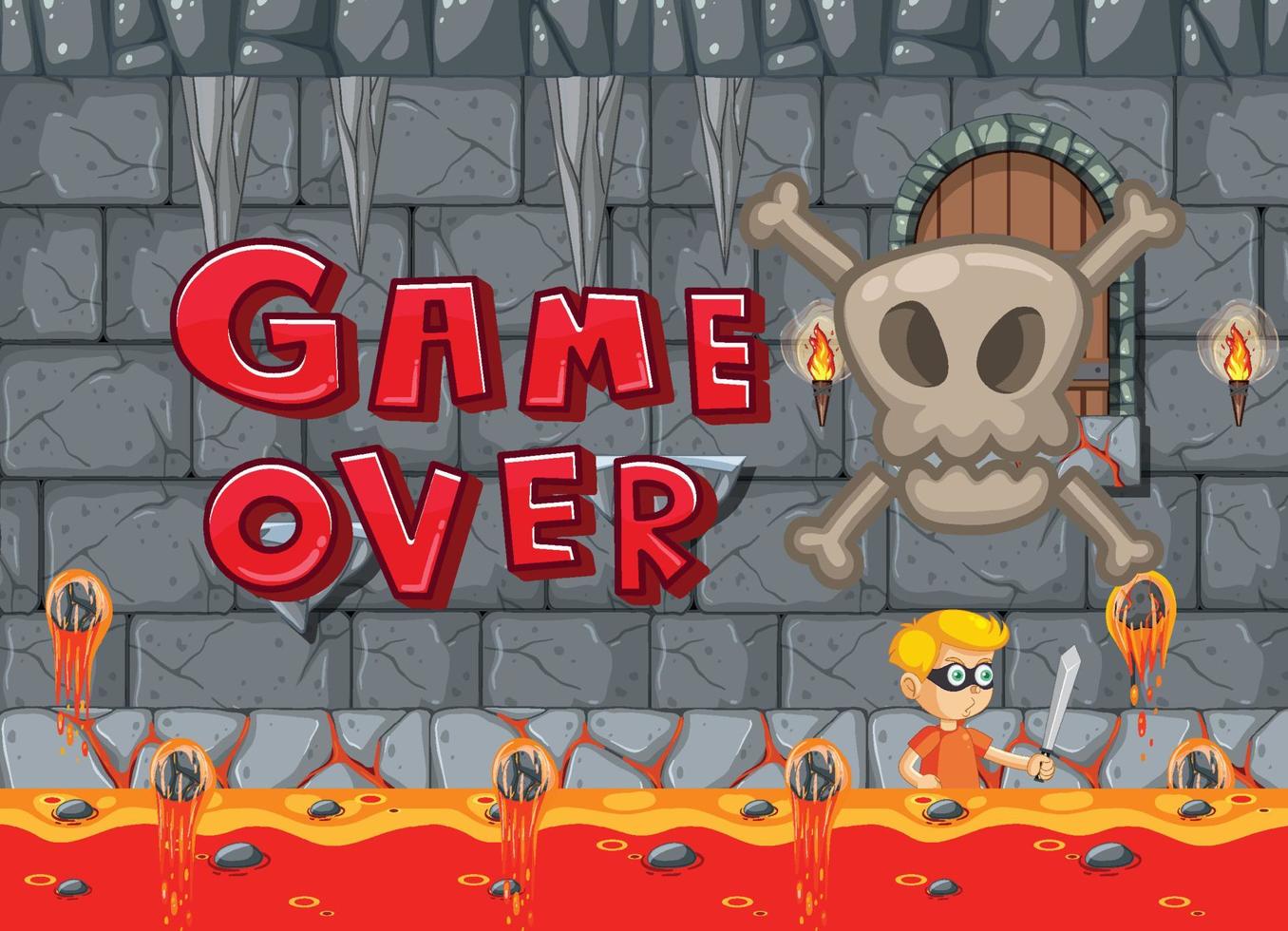Game over background with hot lava vector