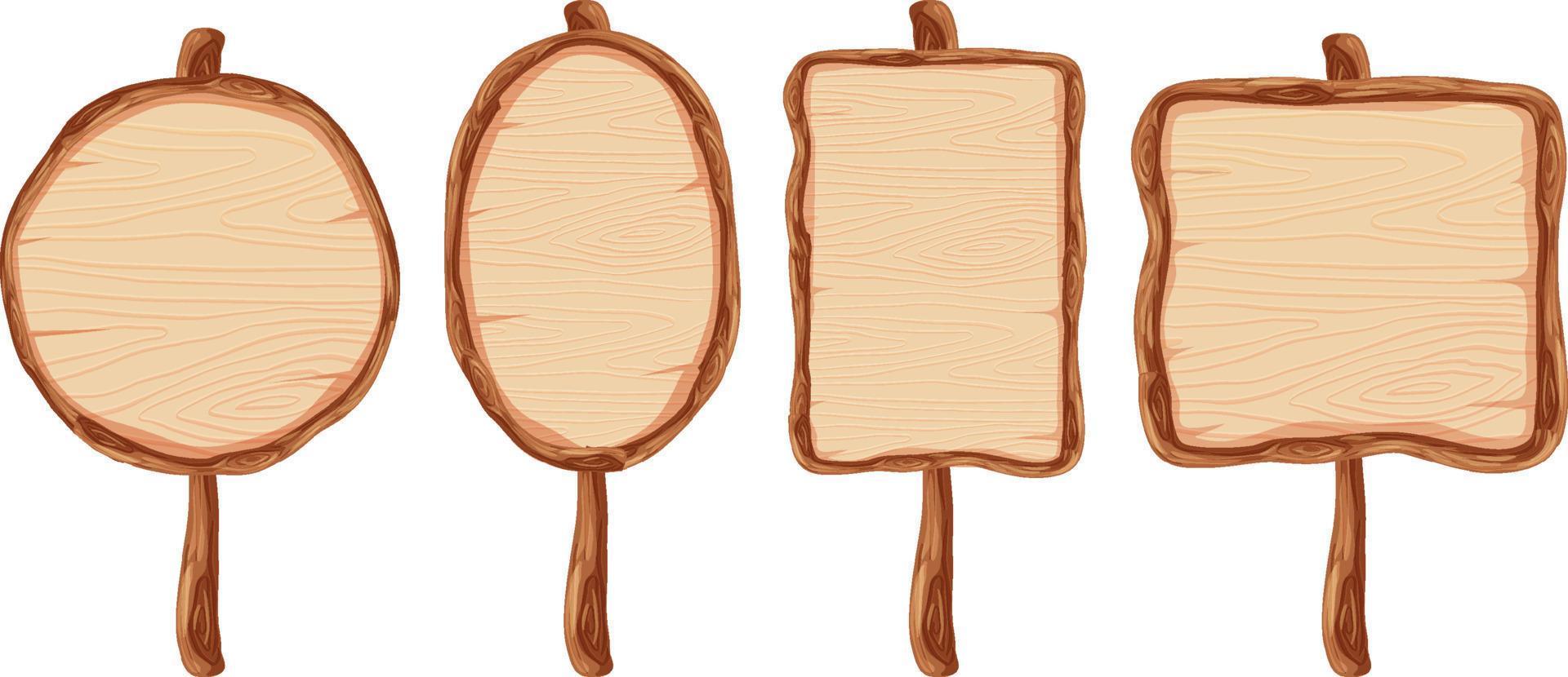 conjunto de banner de letrero de madera vector