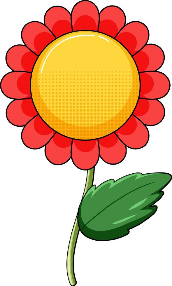 Red flower with leaves vector