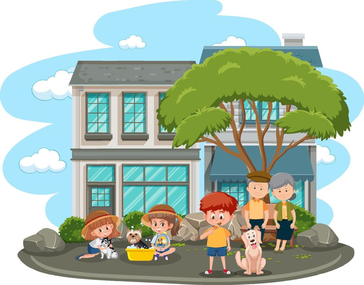 Isolated scene with people cartoon character vector