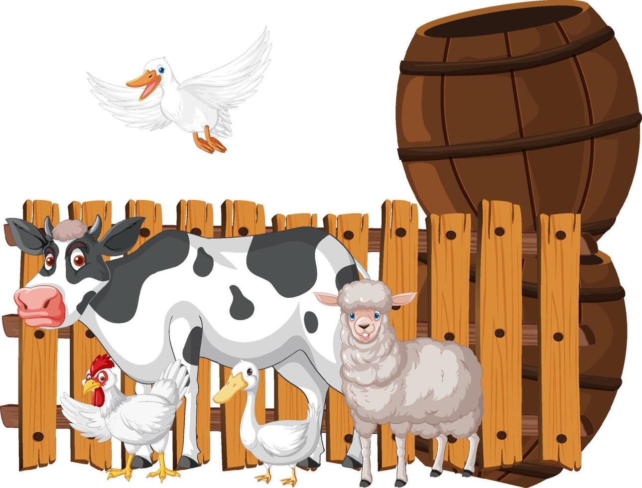 Farm animals on white background vector