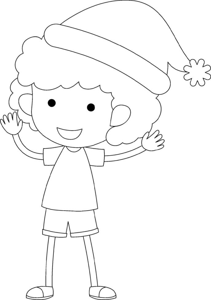 Boy doodle outline for colouring vector