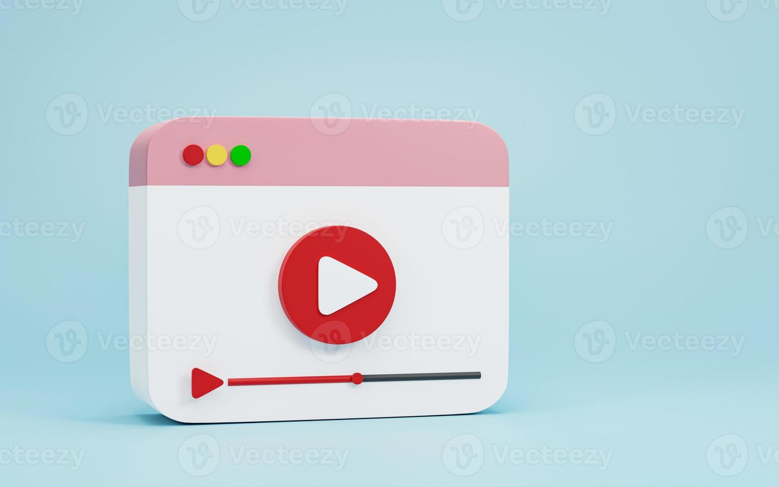 3d render 3d illustration. minimal style video player media with play button on blue background. video playback concept photo