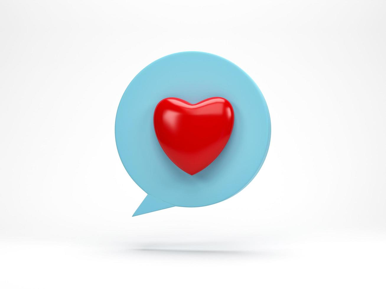 3D rendering, 3D illustration. red heart icon in chat speech bubble isolated on white background. photo