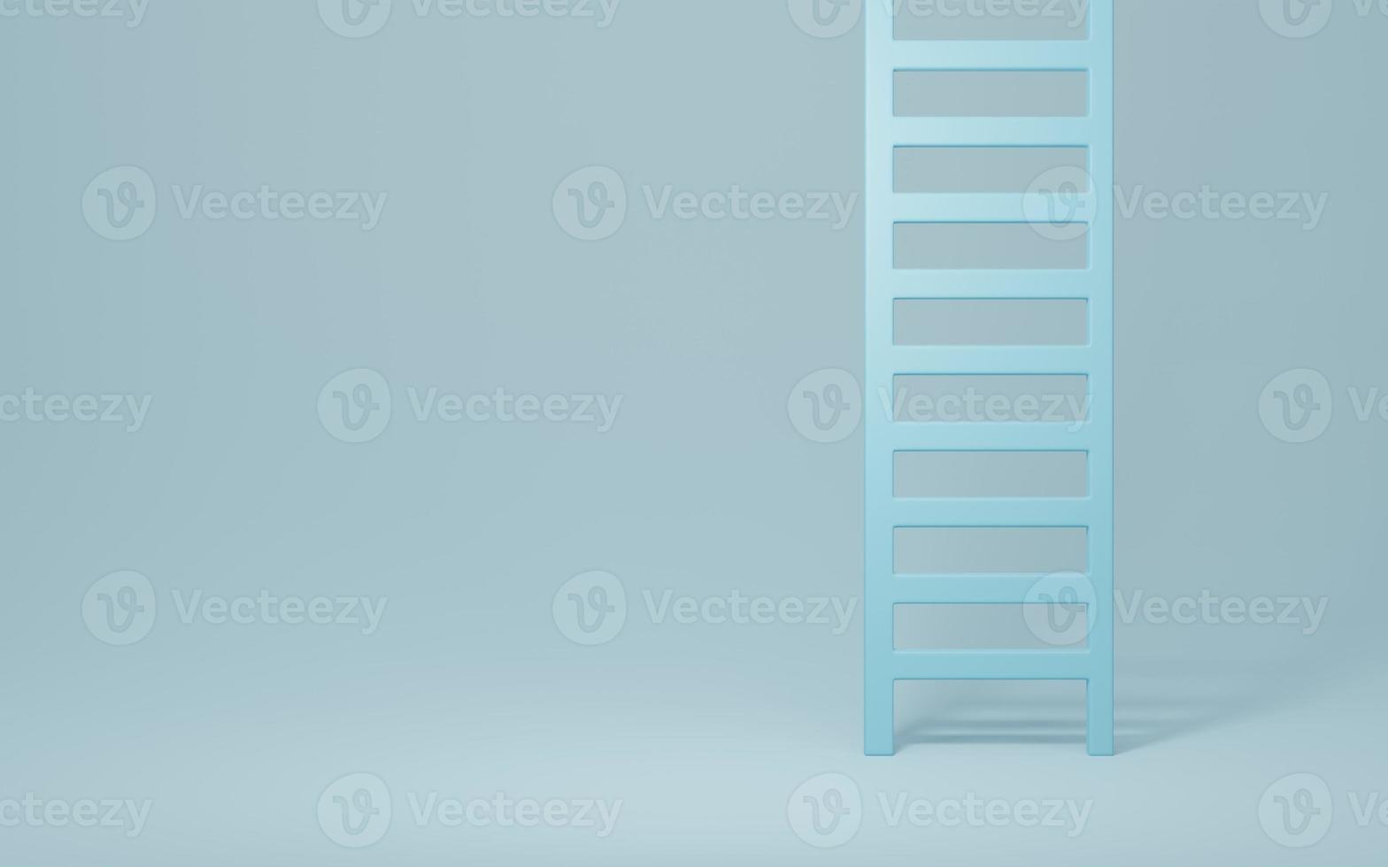 3d rendering, 3d illustration. ladder on blue background. Minimal composition concept. photo