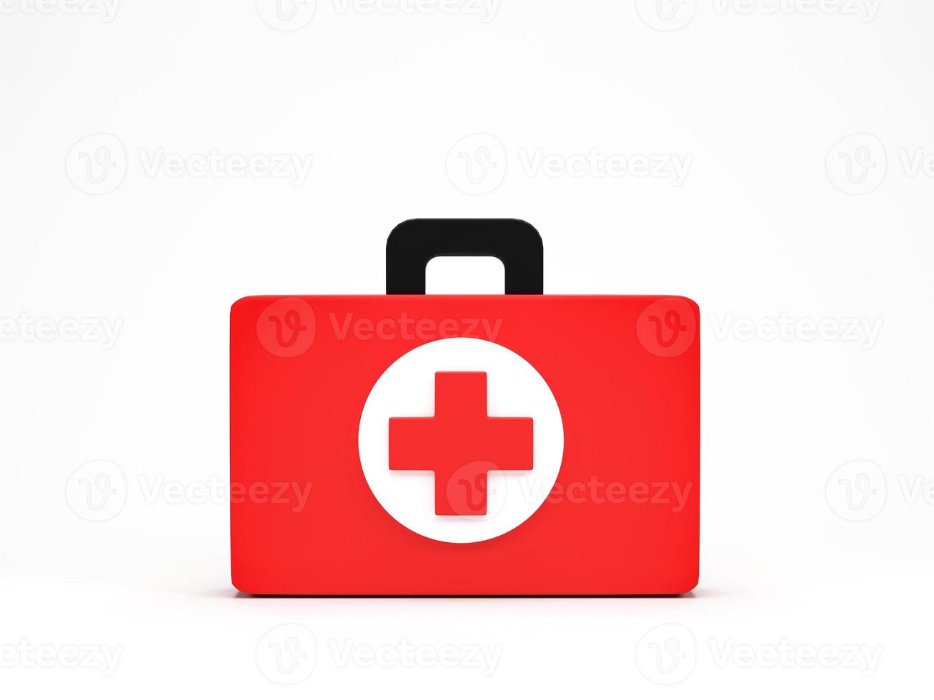 3D rendering, 3D illustration. First aid kit icon isolated on white background. Concept of medical equipment for emergency. photo