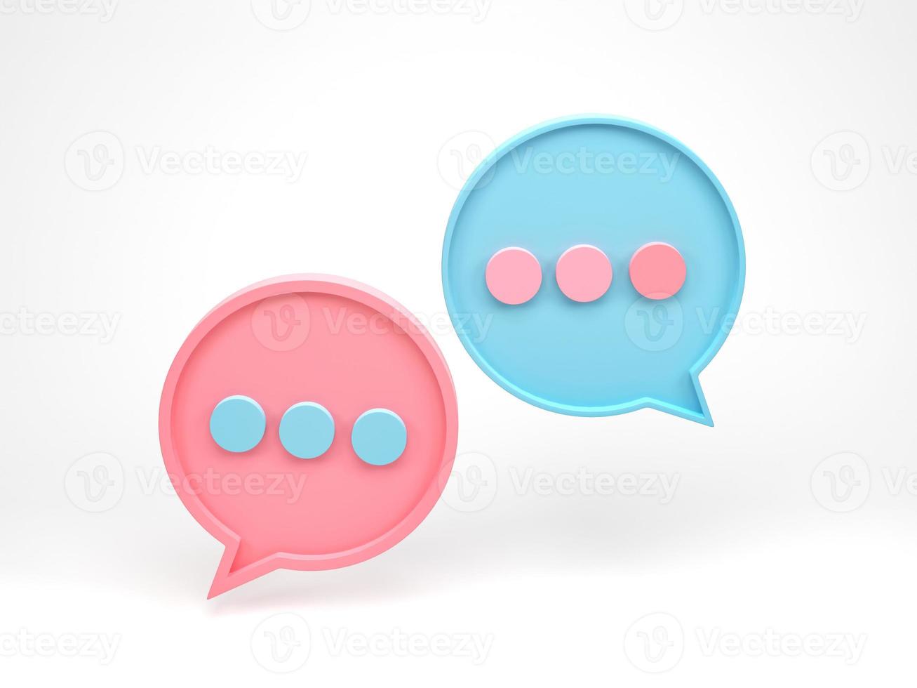 3D rendering, 3D illustration. Speech bubble talk. Chat pictogram or discussion comment symbol on white background. Messenger or online support concept. photo