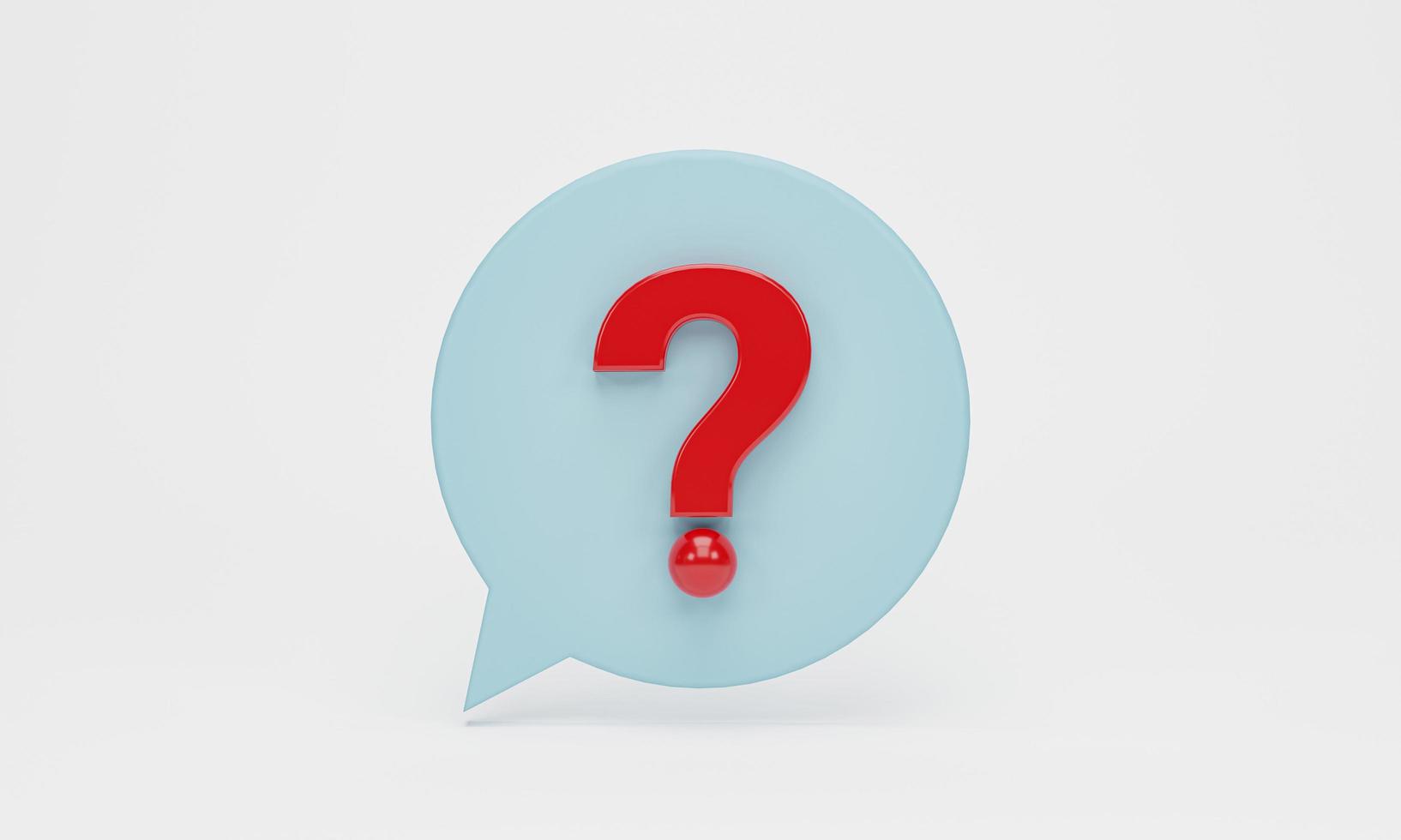 3D Rendering, 3d illustration. speech bubble with question marks icon isolated on white background. FAQ and QA concept. photo