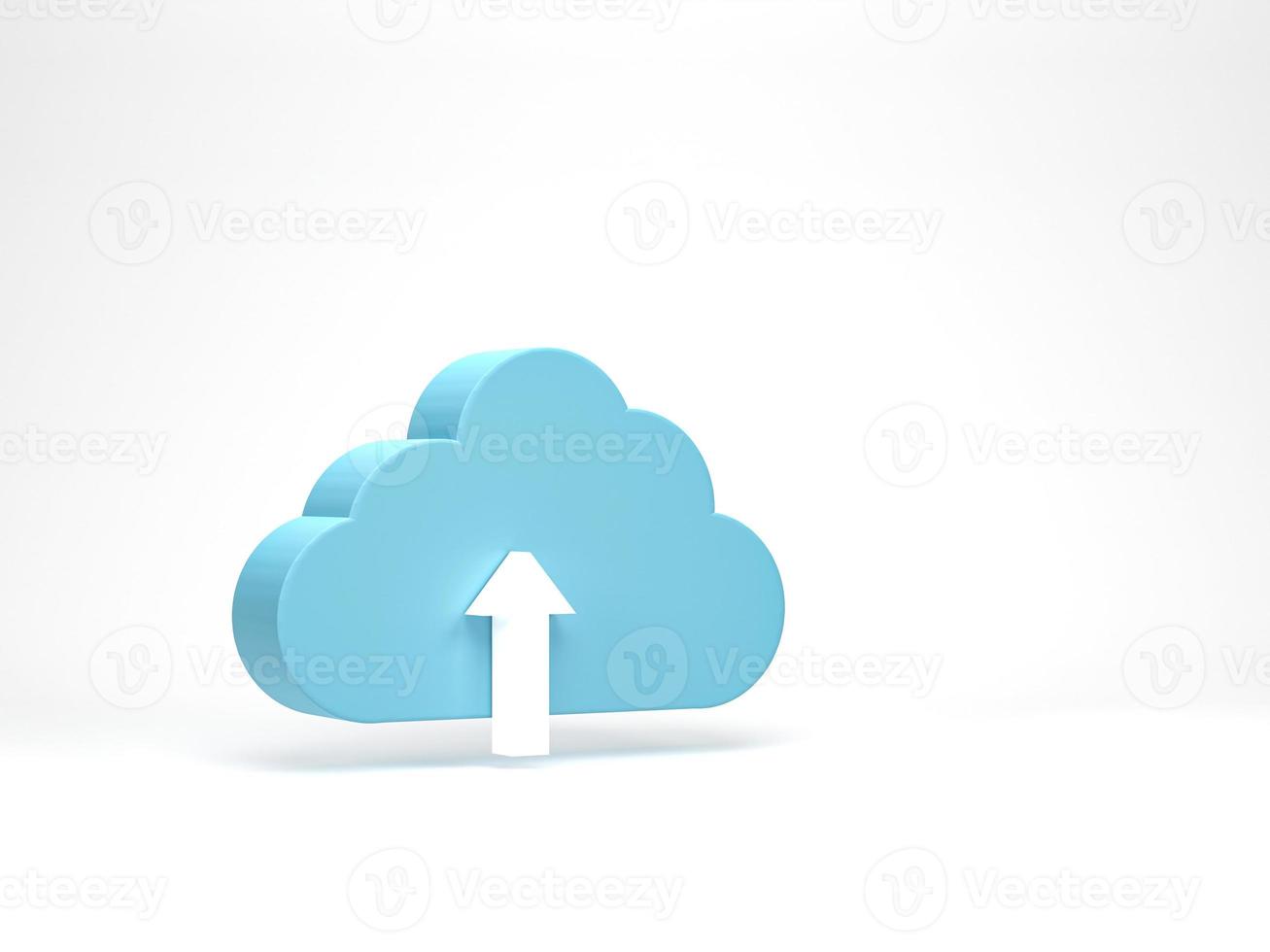 3D rendering, 3D illustration. Cloud with upload icon isolated on white background. Simple cloud symbol for web site or mobile app photo